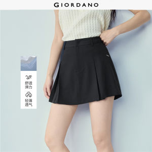 Giordano Women Metal tag high waist inverted pleats skorts Free Shipping 05406313
