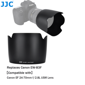 JJC Reversible Lens Hood Shade Replaces EW-83F for Canon EF 24-70mm f/2.8L USM LensLens Shade ProtectorABS Material