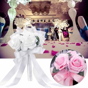 Fantic ช่อดอกไม้ผ้าไหมทำจากดอกกุหลาบประดิษฐ์สำหรับเจ้าสาวช่อมือสำหรับตกแต่งเพื่อนเจ้าสาว