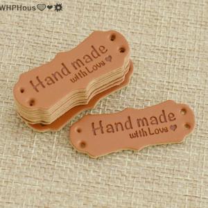 WP💓💛💖 50Pcs PU Leather Tags Handmade With Love Labels Sewing Craft DIY Knittin Tags
