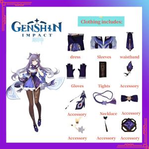Ready Stock Local Warehouse Genshin Impact Keqing Cosplay Costume Full Set Anime Outfit For Comic Con Halloween Party