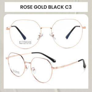 Berrybarton Kacamata Bulat Anti Radiasi Photocromic Blueray Bisa Minus Titanium Pria Wanita 5020