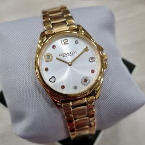 [Promo] Jam Tangan Wanita Coach 14504022 Greyson White Dial Gold Stainless Steel Strap Original Garansi 2 Tahun [✔COD][100% Authentic]