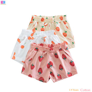 1-9 Years Kids Home Shorts Girls Cotton Outer Wear Printed Shorts Korean Casual Sports Shorts Pink