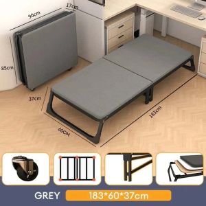 Folding Bed With Foam Single Grey Portable Foldable Lunch Break Bed Leisure Bed