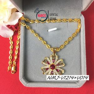 Dây Chuyền Mặt Đá Hoa Cực Đẹp Đá Hồng Tím V1214