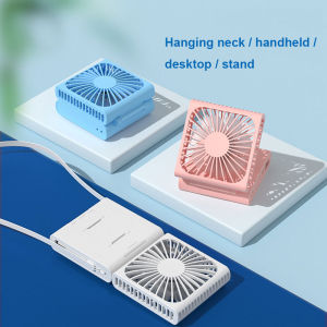 Huife Portable Foldable Hanging Neck Fan USB Rechargeable Mini Handheld Fan Travel Cooling Fan for Home Office Desk Outdoor Sports