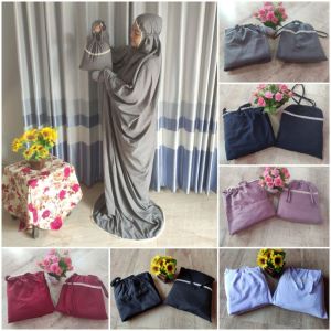 Mukena Dewasa Terusan Katun Polino Motif Bunga Kalung Malva Cantik Menawan