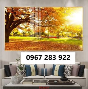 Tranh gạch cảnh mùa thu trang trí đẹp