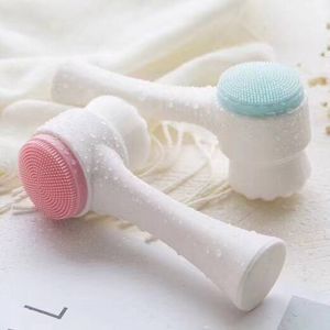 【Msia Stock】3D Double Sides Silicone Facial Cleansing Brush Face Cleaning Make Up Removing Massage Soft Hair Brush Acne Pimple Remover Blackhead Clean Massage Tools| DaQueen