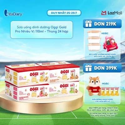 [THÙNG 24 HỘP] Sữa uống dinh dưỡng Oggi Gold Pro Nhiều Vị hỗ trợ hấp thu tiêu hóa - Hộp 110ml