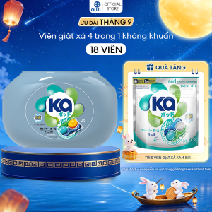 Viên Giặt Quần Áo loại bỏ mạt bụi KA pod Anti-dustmite 4trong1 diệt mạt bụi làm sạch sâu kháng khuẩn giữ màu vải (18 Viên/ Hộp)
