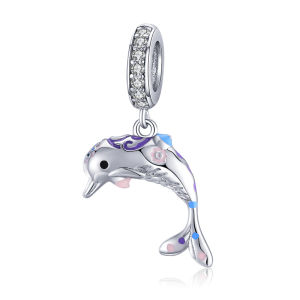 BAMOER Silver 925 Dolpin Animal Pendant Charm for Women Jewelry Making Fit Bracelet Necklace Sterling Silver Accessories BSC159