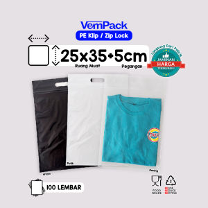 PLASTIK ZIPLOCK / KLIP POND UK. 25X35 + 5CM Warna Bening Hitam Putih Isi 100 Lembar