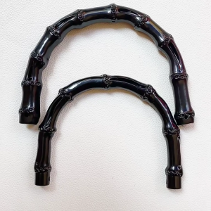 Black Resin Imitation Bamboos Joint Handbag Handle with Metal Clasps Buckle Purse Handle Replacement For DIY Bags Making