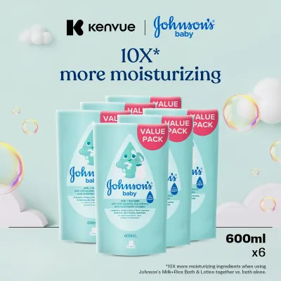 Johnsons Baby Milk + Rice Bath 600ml [Twin Pack] x 3