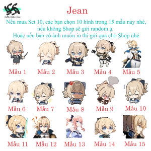 Genshin Impact - Set 10/15 Sticker Jean game Genshin Impact hình dán trang trí vali điện thoại laptop mũ bảo hiểm.. siêu đẹp chống nước chống xước