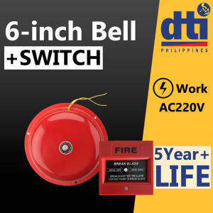 Fire Alarm Bell Manual Switch 4"/6"/8"/10"/12" Home Safe Mall Office Fire Fighting Alarm Red Supply Fire Alarm Bell 220V AC Power Fire Alarm Bell Safeguard Alarm System High Decibel Alarm Bell Door Bell