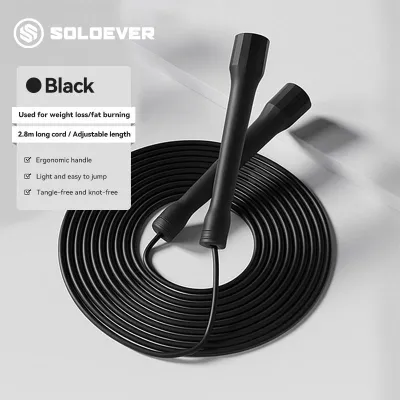 【PH Delivery】 SOLOEVER Unisex Adjustable Speed Jump Rope – Specialised for weight loss aerobic exercise boxing training and home fitness. Lightweight PVC rope aids fat burning and agility training.