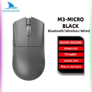 Darmshark M3ไมโครเมาส์แบบออปติคัลอีสปอร์ตขนาดเล็กสำหรับเล่นเกมอิเล็กทรอนิกส์ N52840 PAM3395บลูทูธไร้สาย26KDPI สำหรับแล็ปท็อปชิ้น4/8K
