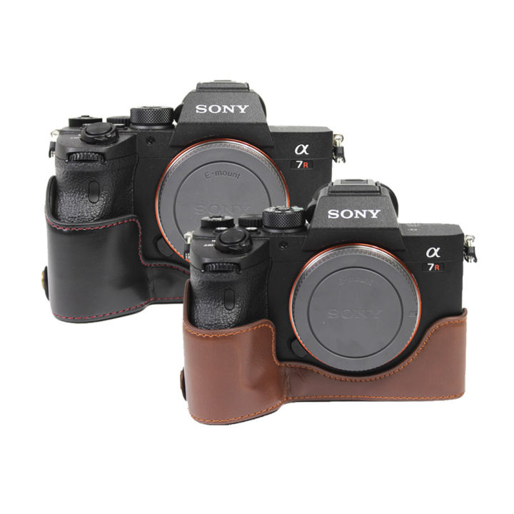 PU Leather Half Camera Case Bottom Bag Cover For Sony A7II A7S II A7R II A9  A7R3 A7 III A7R III A7R4 A7R IV