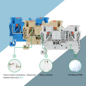 godessing QNEY Shyli 10Pcs Din Rail บล็อกเทอร์มินัล PT-2.5 Push In ฤดูใบไม้ผลิสกรู