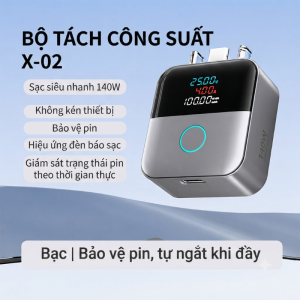 Củ sạc nhanh X02 140W Type-C PD QC màn hình LED tự ngắt thông minh