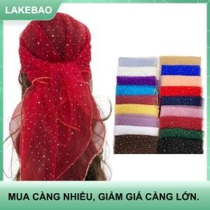 【LAKEBAO】 Hợp thời trang Rhinestone vuông Khăn lụa mỏng ánh sáng thở headscarf khí rắn màu Khăn lụa đa năng mũ nón