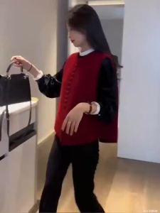 Áo len cardigan nữ cổ tròn màu trơn mùa xuân thu 2026 áo vest không tay phong cách Trung Quốc