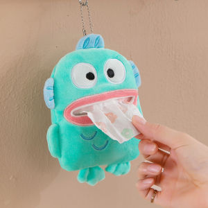 Kawaii Sanrio Khăn Giấy Hộp Móc Khóa Sang Trọng Anime Xấu Xí Cá Hangyodon Móc Khóa Túi Mặt Dây Chuyền Đồ Chơi Quà Tặng Cho Bé Gái