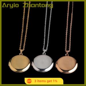 Aryio Stainless Steel Photo Locket Necklace 3 Colors Open Round Pendant Necklaces