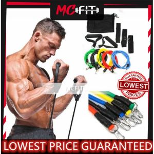 MCFIT 11pcs Set Exercise Resistance Bands Yoga Pilates Gym Kit YOGA Fitness Exercise Bands ABS