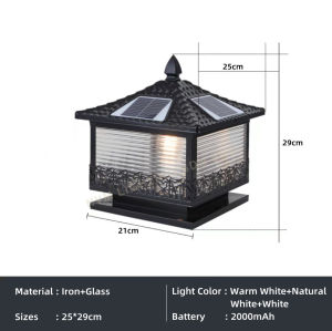 Solar Pillar Light LED 25cm/30cm "Coconut Tree" 3colors Courtyard Light IP54 Waterproof Gate Lamp with Remote Control Outdoor Light