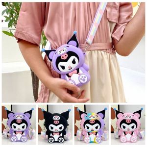 FENGYING Multifunctional Kuromi Silicon Bag Y2K Zipper Purse Kuromi Shoulder Bag Kawaii Earphone Bag Cartoon Coin Purse Ladies