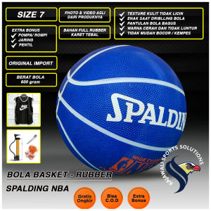 Bola Basket Basketball Rubber Murah SPALDING NBA Size 7 Bonus Pompa Rompi Grip Lengket Import