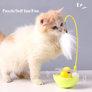 Buy 1 Free 1 Pet Toy Interactive Toy  for Cats Tumbler Feather Cat Teasing Stick Kitten Bite Resistant Turntable