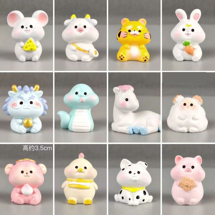 🔥HOT🔥 【Fast Delivery 】12 Chinese zodiac Mini Miniature Figurine Cute ...