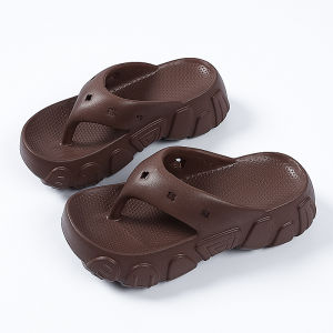 Free Shipping Korean-Style Solid-Color Clogs For Women Summer Wedge-Heeled Sandals Beach Flip-Flops Suitable For Wearing Outdoors