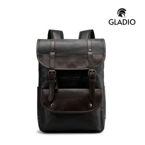 GLADIO Tas Ransel Pria Tousen Kulit Hitam Terbaru GLD020B5 Kekinian Fashion Muat Laptop Premium