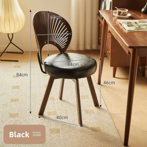 Solid Wood Home Computer Chair Bedroom Dressing Makeup Chair 360-degree Rotating Living Room Dining Chair With Backrest