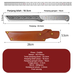 Pisau Dapur Cobra Pisau Memotong Daging Sayur Buah Dan Tebu Bahan Stainless Steel Tahan Karat Serbaguna Outdoor & Indoor Free Serung