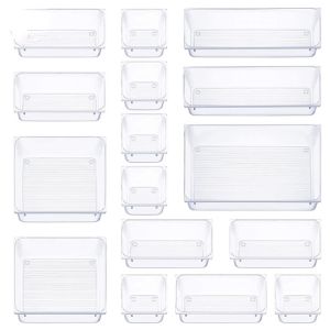 [COD]16pcs Acrylic Drawer Organizer Desk Bins Container Storage Box Cutout Handle NO LID
