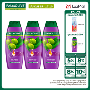 Bộ 3 Dầu gội Palmolive kèm xả 2-trong-1 chiết xuất thiên nhiên 180ml/chai