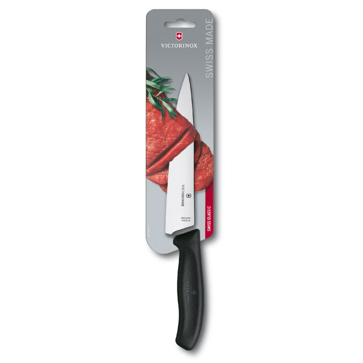 Victorinox มีดทำครัว มีดครัว มีดหั่น มีดสับ / มีดแล่เนื้อ มีดสไลด์ Kitchen Knives - Carving Knife Swiss Classic, Black, Blister (6.8003.19B)