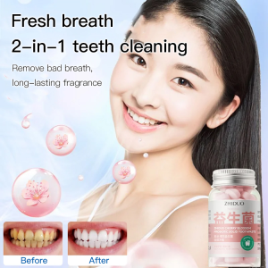 Probiotic solid toothpaste mint and peach fresh breath bad breath removal portable oral care