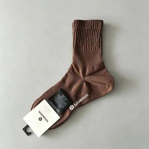 LU Lulu womens mid-calf socks Korean style solid color with letter heat-transfer design trendy casual seamless thin womens socks