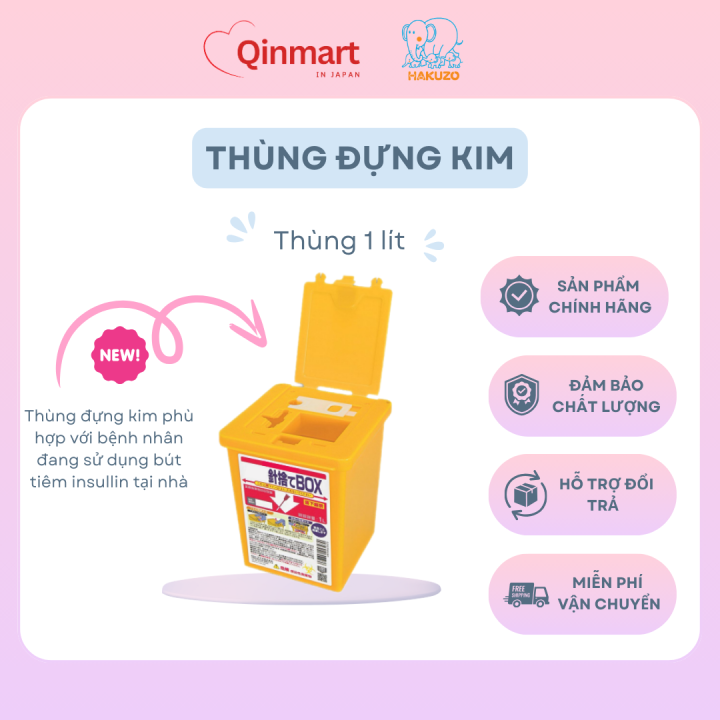 Thùng đựng kim y tế, 1L/thùng, thùng thu gom kim tiêm phòng khám, an ...