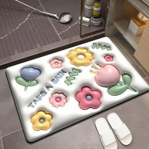 Diatom Mud Super Absorbent Floor Mat Quick Dry Non-Slip 3D Design Bathroom Mat Bathtub Side Shower Mat
