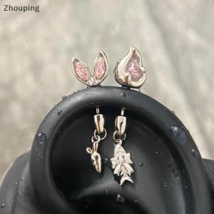 【ZP】 Cute Jewerry 1Pcs Cats Ear Shaped Flash Zircon Heart Cross Pendant Ear Bone Nail Earring For Women Trendy Body Accessories