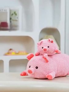 Interactive Pet Toy Plush Texture Pink Colour Plush vocal pink pig dog toy teeth grinding resistantpuppy teddy corgi bichon relieves dog and cat activity toy chew and play toy